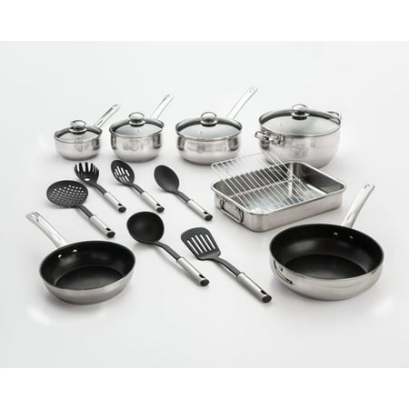 

18 Piece Belly-Shaped Cookware Set W/ Encapsulated Base & Non-Stick Coating