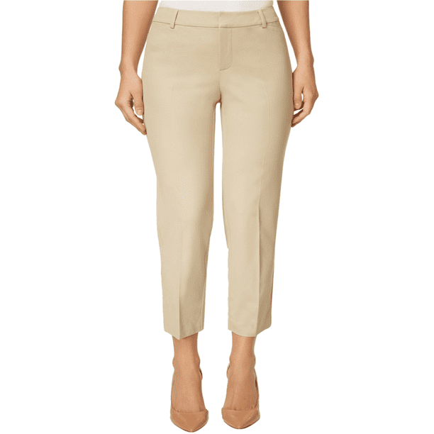 Pantalones casuales Charter Club de pierna recta para mujer beige 12P