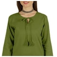 thumbnail image 6 of Moomaya Solid Long Kurti For Women Cotton Tunic 3/4 Sleeve Ethnic Formal Kurta w/ Pockets, 6 of 7
