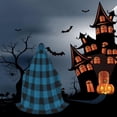 thumbnail image 6 of Honeii Blue Black Plaid Print Poncho Cape, Cloak Coat, Snuggly Hooded Wearable Blanket, Hooded Cape For Teenagers,Halloween Costumes-Large, 6 of 7