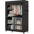 thumbnail image 2 of Portable Closet, Wardrobe with 6 Shelves and Hanging Rod, Storage Organizer for Bedroom, Non-Woven Fabric Cover with 4 Side Pockets, Includes 2 Storage Bags for Clothes, Black, 2 of 9