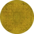 thumbnail image 1 of Ahgly Company Machine Washable Indoor Round Abstract Yellow Modern Area Rugs, 3' Round, 1 of 4