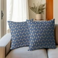 thumbnail image 6 of Vintage Pillow Covers 18x18 Inch Blue Floral Block Print Outdoor Decorative Throw Pillow Covers Set of 2 Neutral Pattern Pillowcases Square Cushion Covers for Couch Home Decor, 6 of 6