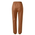 thumbnail image 6 of Baqcunre Leather Pants,Leather Waist with Pockets Leggings Straight for Women Pants High Leg Elastic Leather Pants Vintage Pants Women's Pants,Joggers for Women Y2K Pants Brown L, 6 of 6