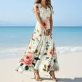 thumbnail image 2 of NAMTYQX Womens Dresses for Wedding Guest High Waist Chiffon Maxi Dresses T Shirt Dresses for Women 2025 Beige Size S, 2 of 5