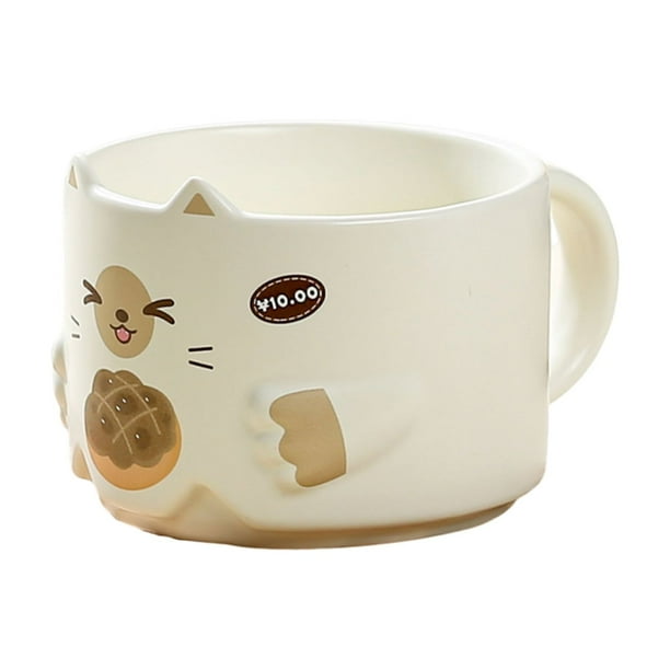 Naiovety Juego de tazas apilables Taza Gato Gato Tazas de café Conjunto adorable Gato Gato para tazas Juego de tazas lindas para tazas para Teteras Blanco 300ML