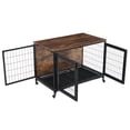 thumbnail image 2 of CO-Z Wooden Dog Crate End Table Triple Door Kennel with Wheels for Large Medium Dogs, 2 of 12