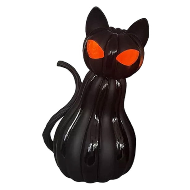 Adorno de calabaza de gato para Halloween, estatua de resina realista y práctica, lámpara de mesa L