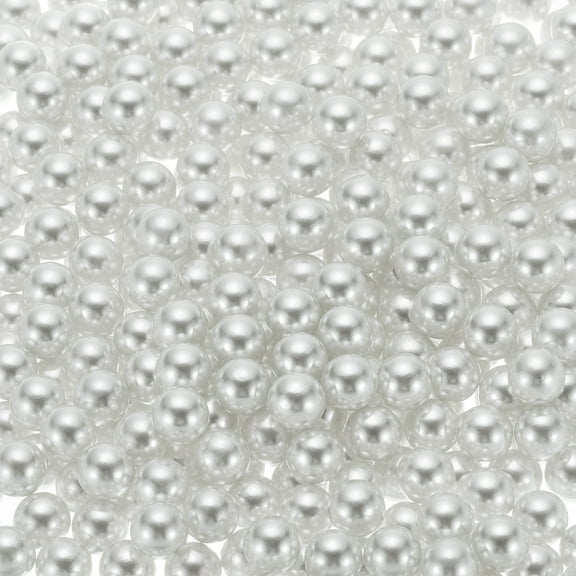 Uxcell 500Pcs Faux Pearl for Crafting, 10mm No Hole ABS Round Pearls Beads for Cosmetic Boxes, DIY, White