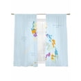 thumbnail image 2 of Modern Map Sheer Curtains 63 Inches Long 2 Panels Blue Sea Simplize Colorful Plate Light Filtering Semi Sheer Window Curtains Drapes for Bedroom Living Room 52"x63", 2 of 7