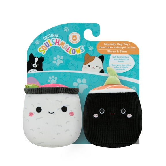 Squishmallows Original 3.5 inch 2-Pack Shozo the Sushi and Shun the Cucumber Sushi Roll Dog Toys
