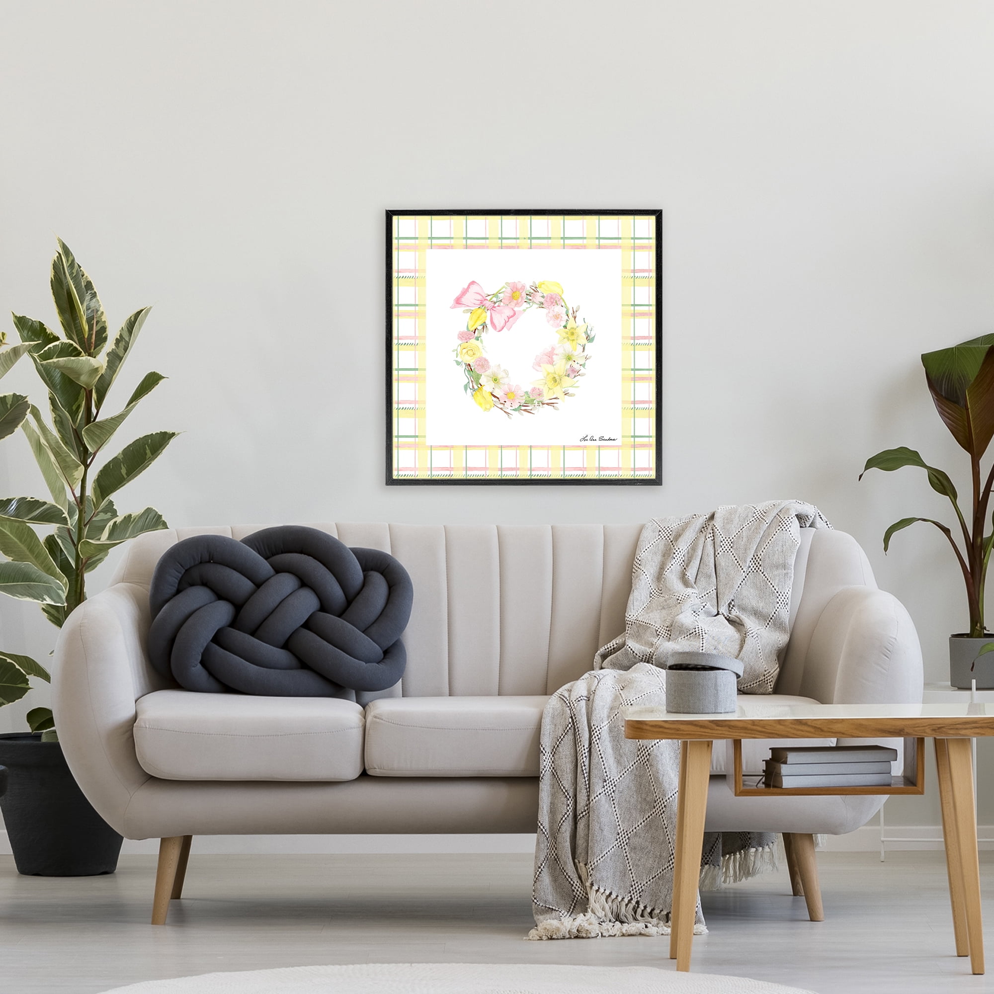 Wreath in Spring Pastels Black Framed Giclee Art, design by Lee Ann Sanders