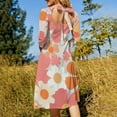 thumbnail image 5 of Pastel Floral Seventies Pattern Design Womens Summer Dress Tie Back A Line Flare Dress, 5 of 9