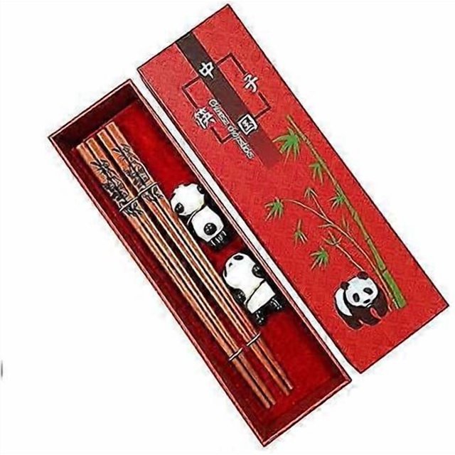 Cute Panda Chopsticks, MHKBD Chopsticks with Case Reusable Wooden Chopsticks with Cute Panda Holders Gift for Valentine's Day, Perfect for Panda Perso
