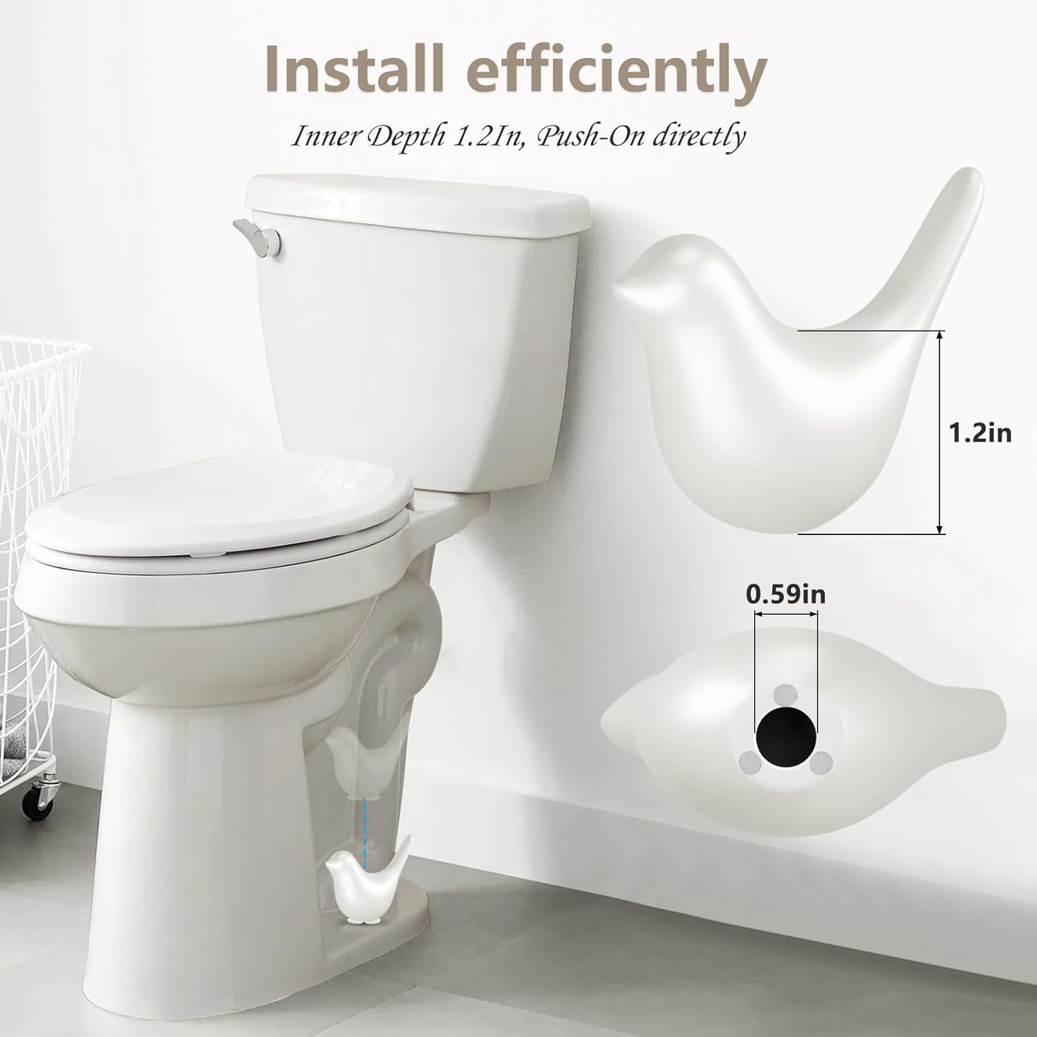 CRAFTYMELODY Ceramic Gold Bird Toilet Bolt Caps – 2 Bird Covers + 4 ABS Plastic Universal Bolt Hole Plugs For Bathroom Floor Screw Cover Decor