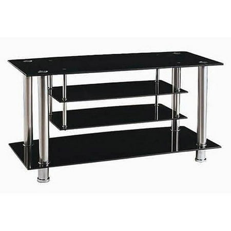 Hodedah Black 4-Shelf Glass TV Stand for TVs up to 42″ Hodedah Black 4-Shelf Glass TV Stand for TVs up to 42″