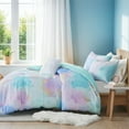thumbnail image 5 of Intelligent Design 3 Piece Twin/Twin XL Size Watercolor Tie Dye Printed Bedding Set, Aqua Comforter Set with Throw Pillow, 5 of 8