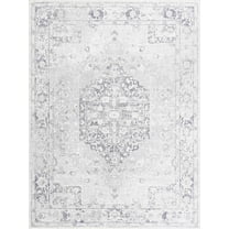 BoutiqueRugs Akram Farmhouse Area Rug - Machine Washable - Cream, Antrasit - 6'7" x 9'