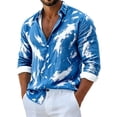 thumbnail image 3 of Zysthvn Casual Shirts for Men Big and Tall Summer Long Sleeve Vacation Tshirts Shirts for Men Printed Lightweight Button Lapel Tops, 3 of 4