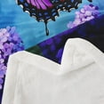 thumbnail image 3 of Erosebridal Purple Butterfly Sherpa Blanket Violet Lavender Flowers Fleece Throw Blanket Flying Butterfly Plush Blanket for Sofa Bed Couch,40x50 Inches, 3 of 6