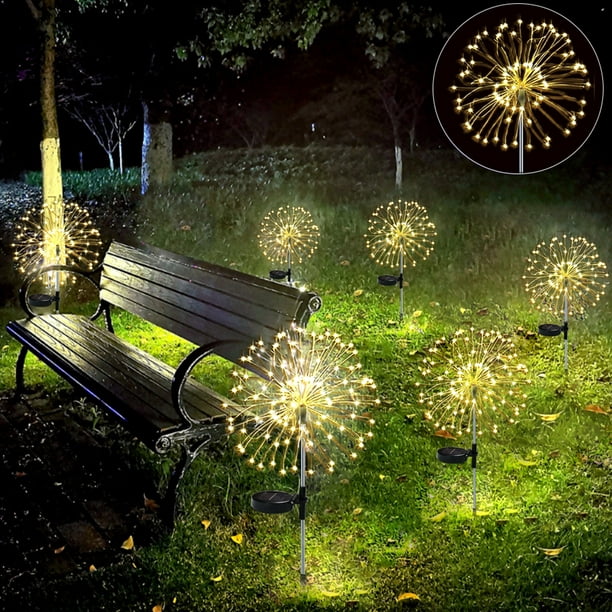 Amdohai 2 Pack Feu d'Artifice Solaire Lights DIY LED Jardin Lumineux de  Pelouse 