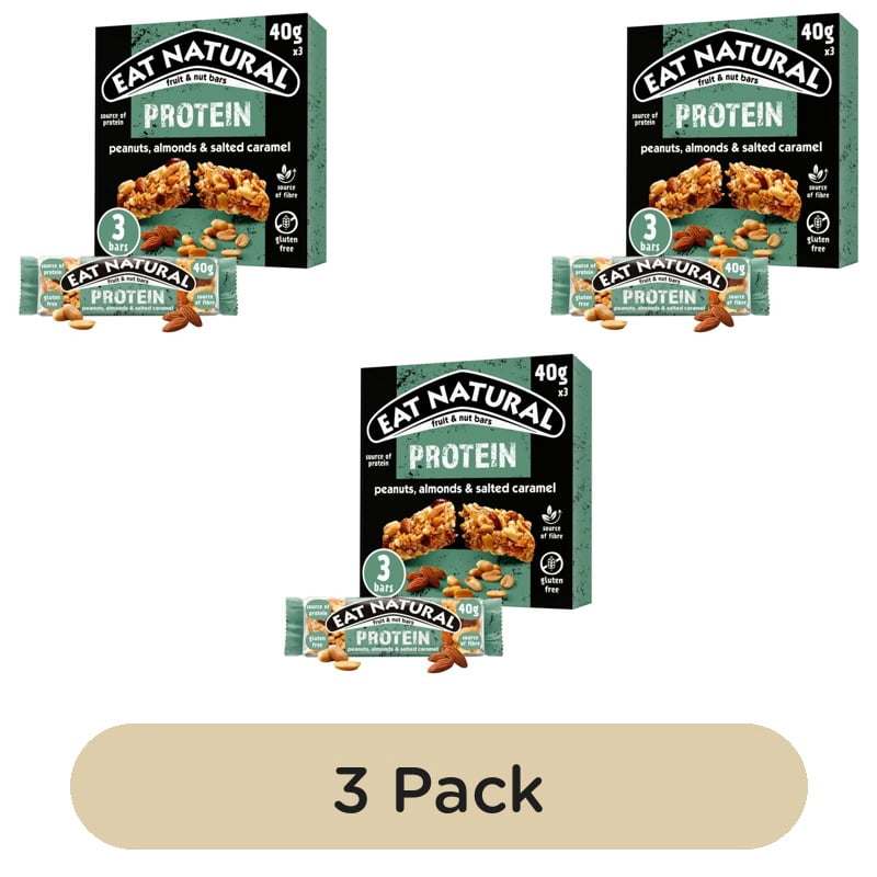 Eat Natural Protein Packed Salted Caramel & Peanuts Bars 3 x 40g, British Import (Pack of 3)