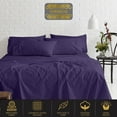 thumbnail image 2 of Real 400 Thread Count, 100% Egyptian Cotton, 10" Deep Pocket Sheet Set [60" X 75"] RV Short Queen Size, Plum Color Bedsheet Sets, RV Camper Motor home bunk Cot bed boat sheet set, 2 of 7