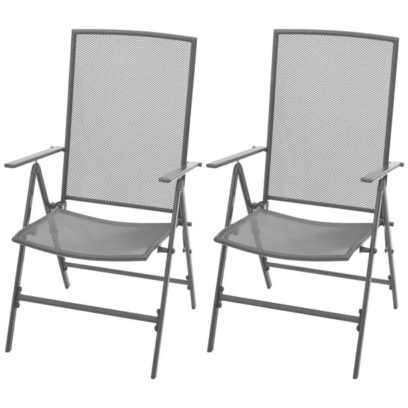 vidaXL Stackable Patio Chairs 2 pcs Steel Gray