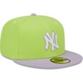 thumbnail image 3 of Men's New Era Neon Green/Lavender New York Yankees Spring Color Two-Tone 59FIFTY Fitted Hat, 3 of 6