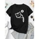 thumbnail image 2 of Camiseta de Verano para Mujer Creative Sleeping Cat Pattern Printed Women'S Trendy Round Neck Short Sleeve, Simple Casual Sports T-Shirt, Comfortable Summer Top for Holidays.Father's Day, Mother's D, 2 of 6
