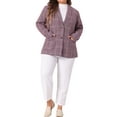 thumbnail image 2 of Agnes Orinda Women's Plus Size Plaid Notched Lapel Wear-to-Work Formal Blazer 1X Burgundy, 2 of 6