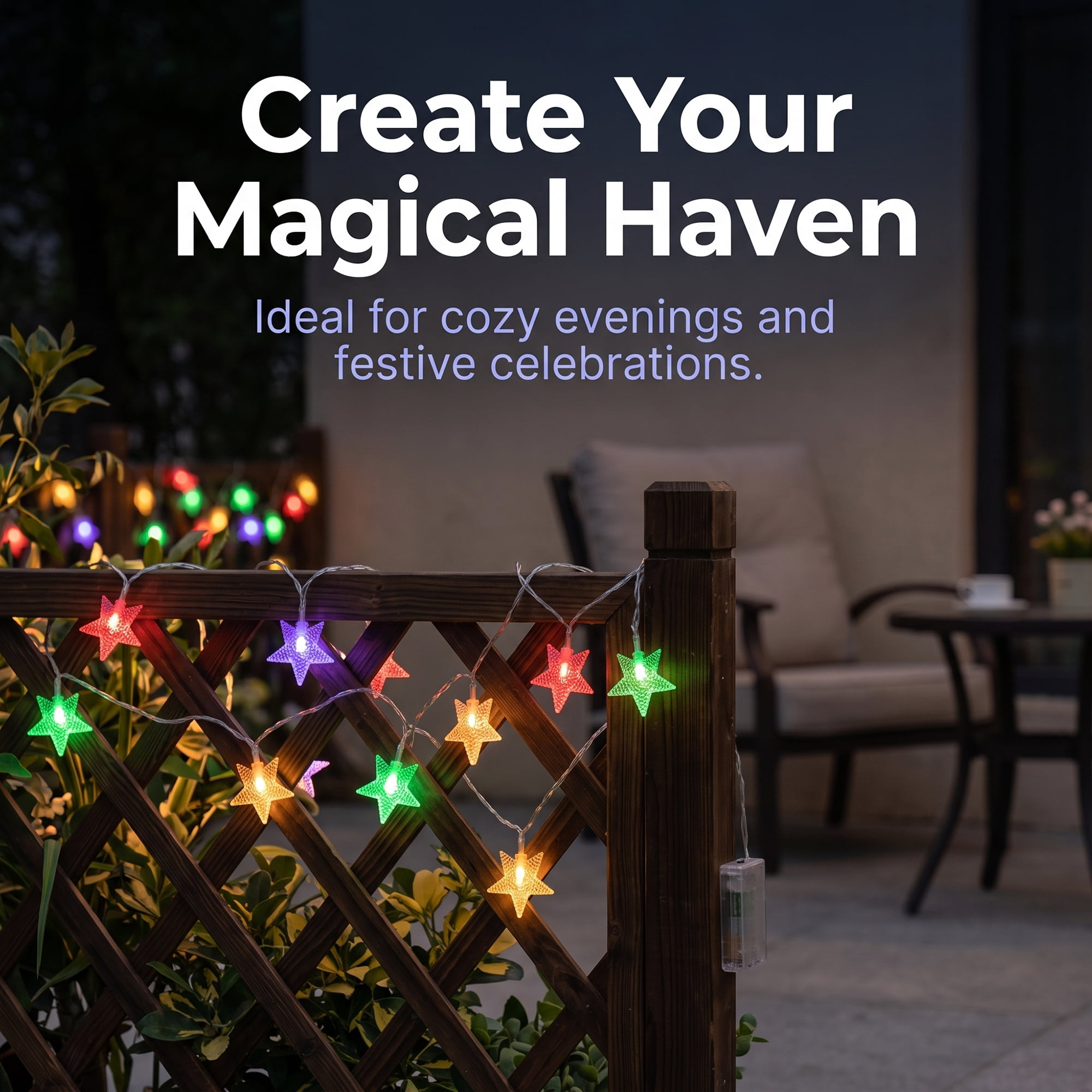 Unique Bargains 3D Star Lights with Flexible Design 6.6 ft Colorful Battery Operated