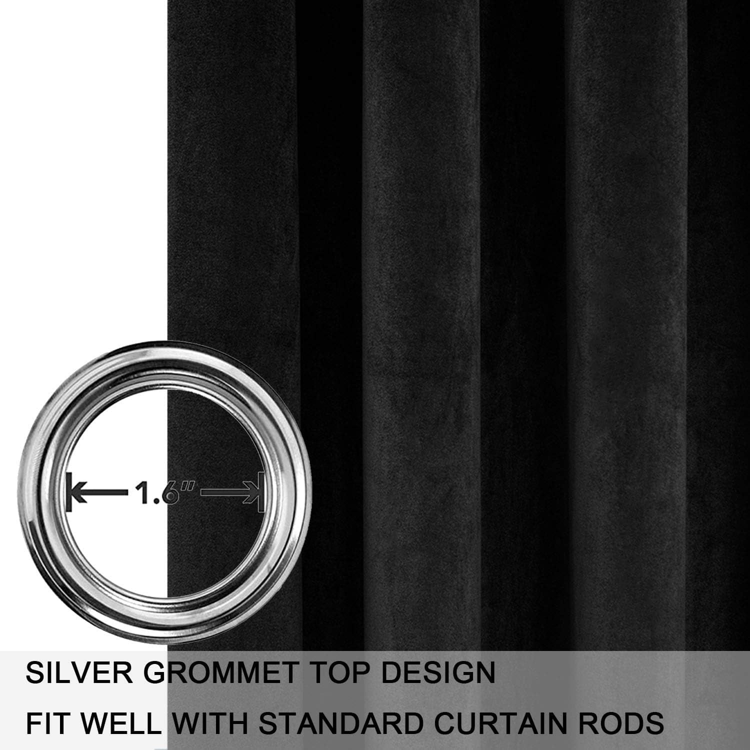 Velvet Curtains with Grommet for Outdoor Curtains, Thermal Insulated Super Soft Privacy Noise Reducing Light Filtering Velvet Drapes for Door Curtains, 4 Panels