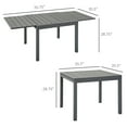 thumbnail image 3 of Outsunny Extendable Dining Table Metal Outdoor Slat Table for 4-6 Person Rectangular Lawn Garden Bistro Patio Table with Aluminum Frame, Grey, 3 of 10