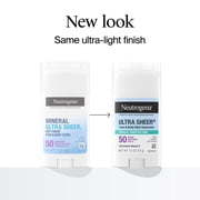 Neutrogena Ultra Sheer SPF 50 Mineral Sunscreen Stick, Face Sunscreen, Zinc Oxide, 1.5 oz