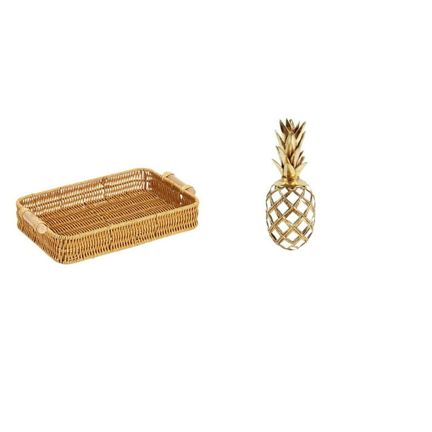 Cestas de almacenamiento,Cestas de almacenamiento de cocina tejidas con asas hechas a mano,Cestas de pan redondas Bandejas para servir Rectángulo,Estatua de resina,Estatua de resina para