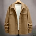 thumbnail image 6 of Riecok Cargo Jacket Men Long Sleeve Button down Coats Lapel Collar Jackets Casual Fall Outerwear with Pocket L, 6 of 8