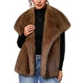 thumbnail image 3 of LWFFDAW Women's Faux Fur Vest Wide Collar Sleeveless Plush Jacket Fall Winter Warm Loose Outerwear with Pockets, 3 of 9