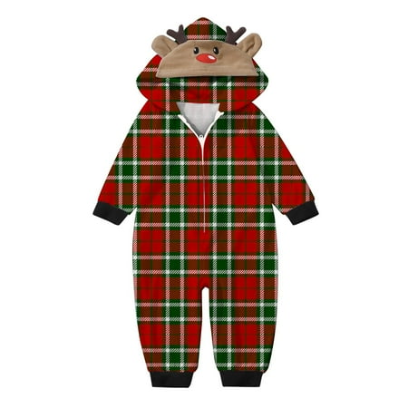 

Family Picture Outfits Fashion Deer Plaid Print Long Sleeve T Shirt Top And Pants Sleepwear Holiday Family Gathering Casual Pajamas Set Red 18M