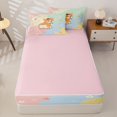 thumbnail image 4 of Manfei Kawaii Bowknot Dog Zipper Full Size Comforter Sets with Fitted Sheet and 2 Pillowcases, Cute Flower Corgi Zipper Bedding Set, Pink Cream, Pink Reversible, 4pcs, 4 of 7