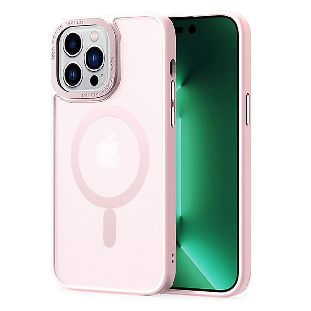 KAIYANG Funda translúcida mate para iPhone 15 Pro Max, carcasa magnética de TPU+PC compatible con MagSafe Style H iPhone 15 Pro Max rosa