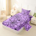 thumbnail image 2 of Feelyou Happy Halloween Spider Web Twin Sheets, Spooky Animal Bedding, Purple Black, 3-Piece, 1 Flat Sheet, 1 Fitted Sheet and 1 Pillowcase, 2 of 5