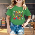 thumbnail image 2 of PMVFHDE T-Shirt Fille Maillots de Bain Hauts Mode Filles Hauts Été Tendance Mignon Hauts Enfants Mode Décontracté Imprimé Col Rond Manches Courtes T-Shirt Vert, 4-5 Ans, 2 of 4