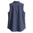 thumbnail image 6 of Sleeveless Button Down Shirts for Men Vintage Solid Summer Beach Hawaii Muscle Fit Casual T Shirt Dark Blue S, 6 of 10