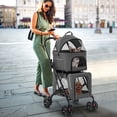 thumbnail image 4 of Gymax Double Pet Stroller for 2 Dogs or Cats w/ 2 Detachable Carriers Safety Belt Gray, 4 of 10