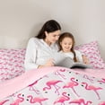 thumbnail image 5 of jejeloiu Pink Kawaii Flamingo Twin Comforter Sets,Tropical Wild Animal Bedding Set For Girls Kids Reversible 2pcs, 5 of 8