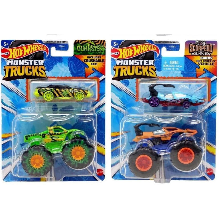 Hot Wheels Monster Trucks with Bonus Vehicles, Bundle of 8, Ages 3