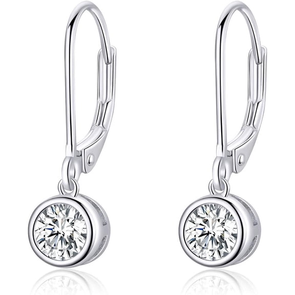 Dangle Drop CZ Diamond Sterling Silver Hoop Earrings for Women Elegant Clear Crystal Studs Leverback Huggied Hoops Earring Cute Jewelry Gifts
