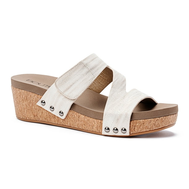 Corkys Boutique Womens Zipadee Cork Platform Slip-on Sandal (7, White
