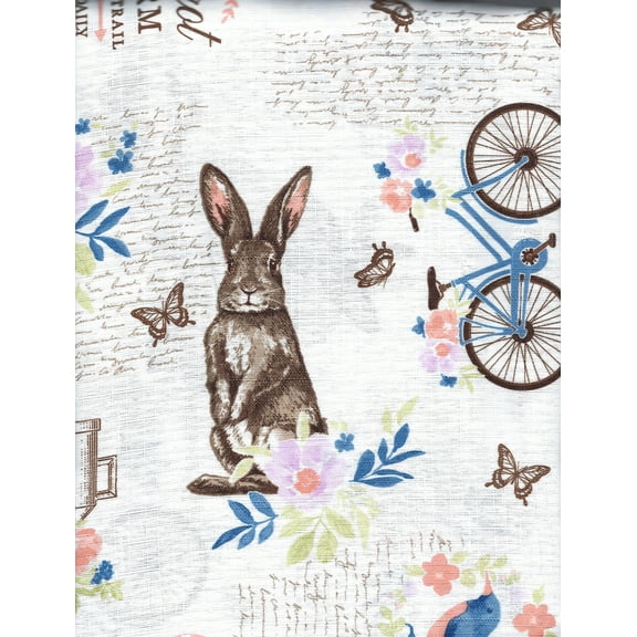 Carrot Farms Easter Bunny & Eggs Tablecloth, Machine Washable, 60 x 102 Inch, French Country, Floral, Polyester